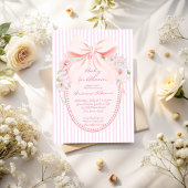 Baby in bloom retro preppy bow baby shower 招待状
