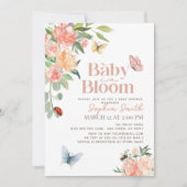 Baby in Bloom Roses & Butterflies Girl Baby Shower 招待状 (正面)
