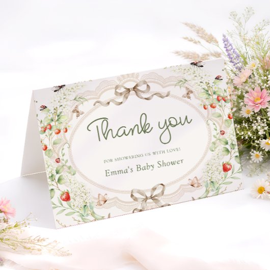 Baby in Bloom Rustic Baby Shower Thank You Card サンキューカード
