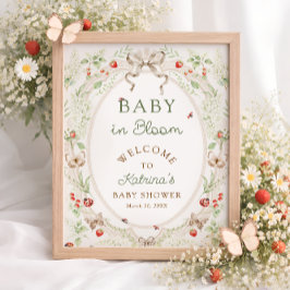 Baby in Bloom Rustic Floral Baby Shower Welcome  ポスター