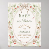 Baby in Bloom Rustic Floral Baby Shower Welcome ポスター (正面)