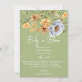 Baby in bloom sage green baby shower 招待状 (正面)