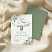 Baby in Bloom Sage Green Floral Baby Shower 招待状