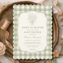 Baby in Bloom Sage Green Gingham Baby Shower