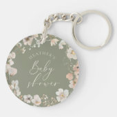 Baby In Bloom Sage Green Wildflower Baby Shower キーホルダー (裏面)
