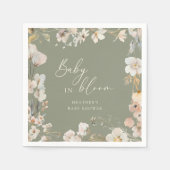 Baby In Bloom Sage Green Wildflower Baby Shower スタンダードカクテルナプキン (正面)