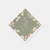 Baby In Bloom Sage Green Wildflower Baby Shower スタンダードカクテルナプキン (角)
