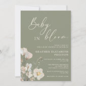 Baby In Bloom Sage Green Wildflower Baby Shower 招待状 (正面)