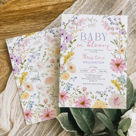 Baby in Bloom: Soft Pastel Wildflower Baby Shower 招待状