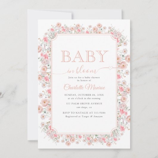 Baby in Bloom Summer Wildflower Meadow Baby Shower 招待状 (正面)