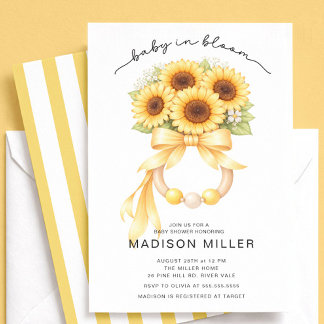 Baby in Bloom Sunflower Baby Shower Invite 招待状