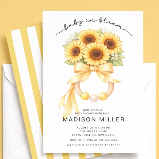 Baby in Bloom Sunflower Baby Shower Invite 招待状