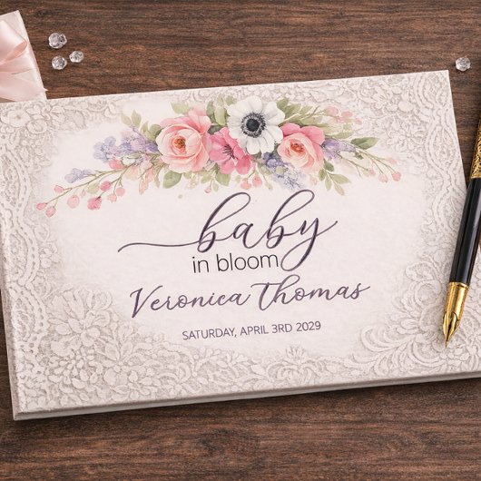 Baby in Bloom Sweet Floral Baby Shower ゲストブック
