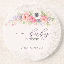 Baby in Bloom Sweet Floral Baby Shower コースター