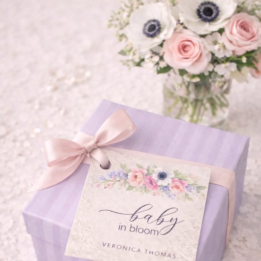 Baby in Bloom Sweet Floral Baby Shower フェイバータグ