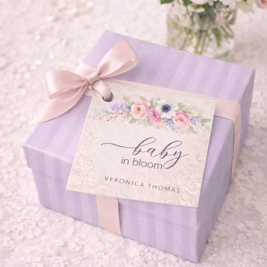Baby in Bloom Sweet Floral Baby Shower フェイバータグ