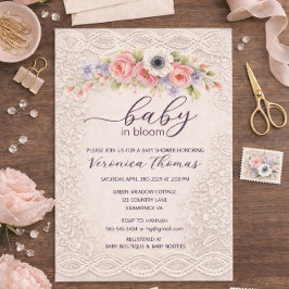 Baby in Bloom Sweet Floral Baby Shower Invitation 招待状