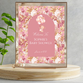 Baby In Bloom Teddy Bear Welcome ポスター