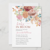 Baby In Bloom Terracotta & Pink Floral Baby Shower 招待状 (正面)