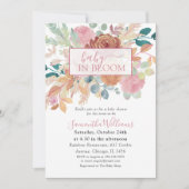 Baby In Bloom Terracotta & Pink Watercolor Floral 招待状 (正面)