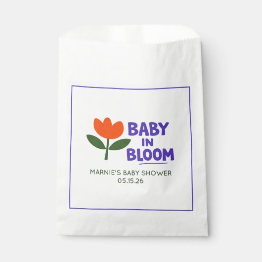 Baby in Bloom Tulip Trendy Modern Baby Shower フェイバーバッグ (正面)