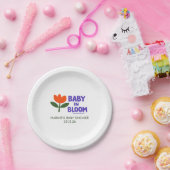 Baby in Bloom Tulip Trendy Modern Baby Shower ペーパープレート (パーティー)