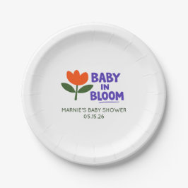 Baby in Bloom Tulip Trendy Modern Baby Shower ペーパープレート