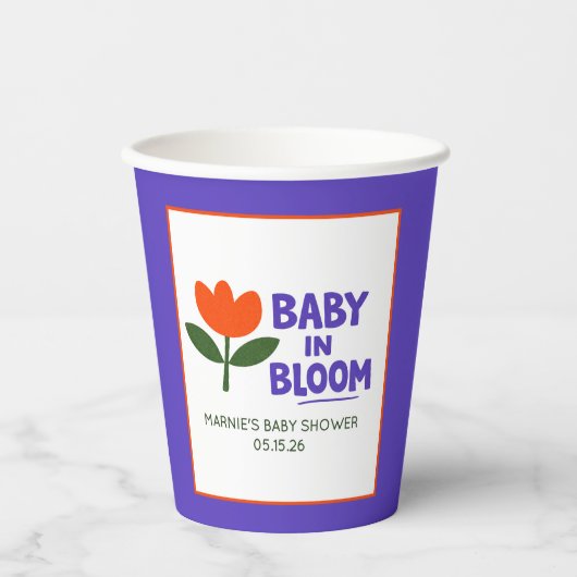 Baby in Bloom Tulip Trendy Modern Baby Shower 紙コップ (正面)