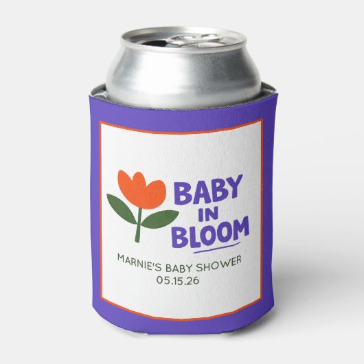 Baby in Bloom Tulip Trendy Modern Baby Shower 缶クーラー (缶正面)