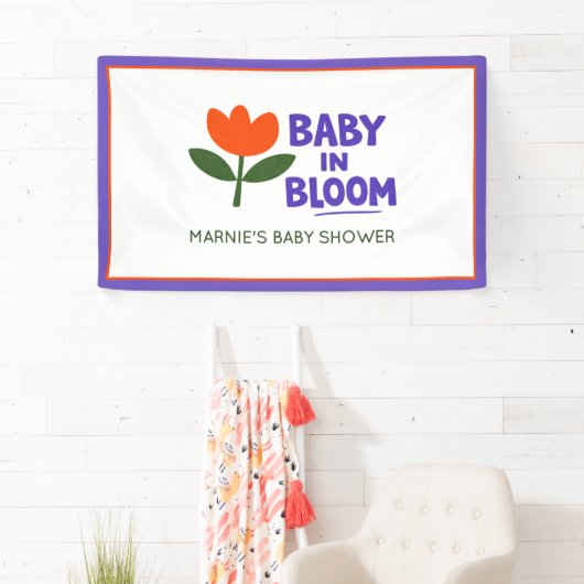 Baby in Bloom Tulip Trendy Modern Baby Shower Napk 横断幕 (インサイチュ)
