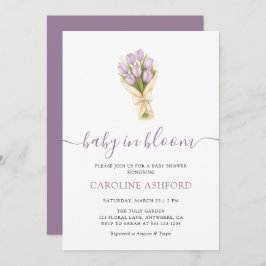 Baby In Bloom Tulips Girl Baby Shower 招待状