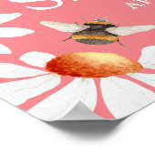 Baby in Bloom Watercolor Daisies & Bumblebee Poste ポスター (角)