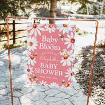 Baby in Bloom Watercolor Daisies & Bumblebee Poste