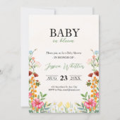Baby in Bloom Watercolor Floral Baby Shower 招待状 (正面)