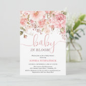 Baby in Bloom Watercolor Flowers Girl Baby Shower  招待状 (スタンド正面)
