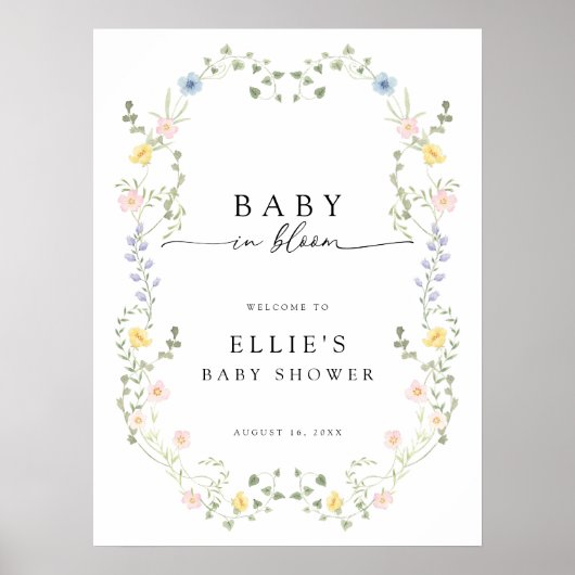 Baby In Bloom Welcome Poster Sign ポスター (正面)