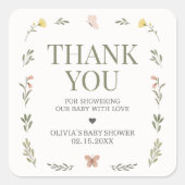 Baby in Bloom Wildflower Baby Shower スクエアシール (正面)