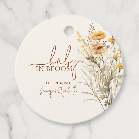 Baby in Bloom Wildflower Baby Shower フェイバータグ (正面)