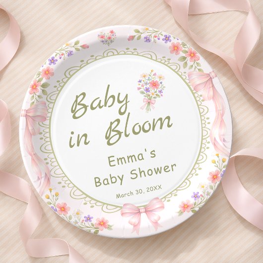 Baby in Bloom Wildflower Baby Shower ペーパープレート