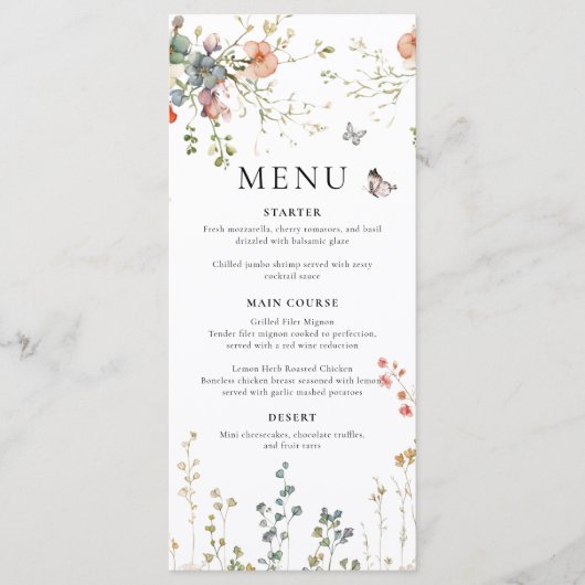 Baby in Bloom Wildflower Baby Shower メニュー (正面)