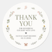 Baby in Bloom Wildflower Baby Shower ラウンドシール (正面)