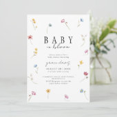 Baby in bloom Wildflower baby shower 招待状 (スタンド正面)