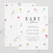 Baby in bloom Wildflower baby shower 招待状 (正面/裏面)
