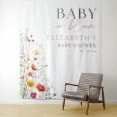 Baby In Bloom Wildflower Baby Shower Backdrop タペストリー (インサイチュ)