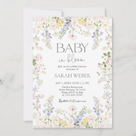 Baby in Bloom Wildflower Baby Shower Girl 招待状