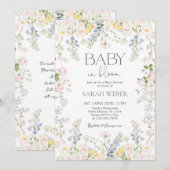 Baby in Bloom Wildflower Baby Shower Girl 招待状 (正面/裏面)