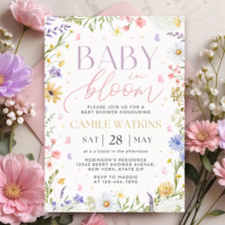 Baby In Bloom Wildflower Baby Shower Invitation 招待状