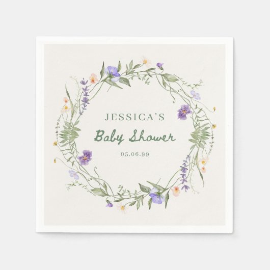 Baby in Bloom Wildflower Baby Shower Napkins スタンダードカクテルナプキン (正面)