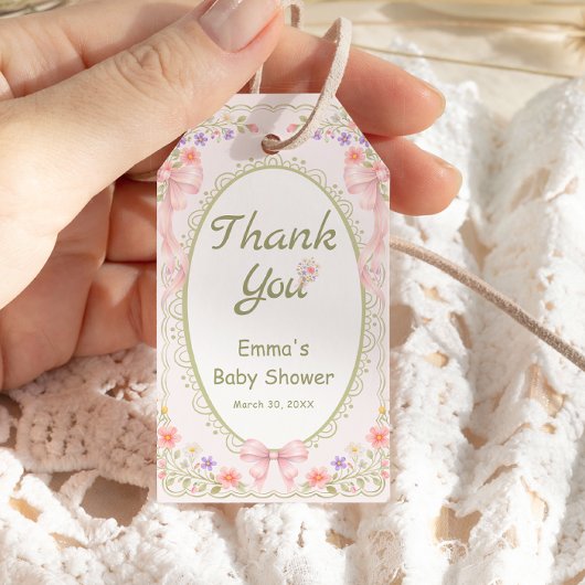 Baby in Bloom Wildflower Baby Shower Thank You ギフトタグ