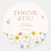 Baby in Bloom Wildflower Baby Shower Thank You ラウンドシール (正面)